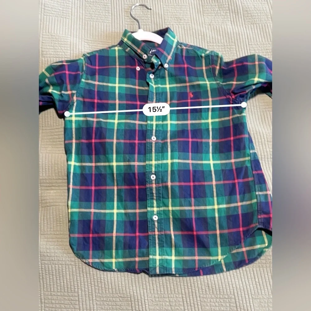 Polo Ralph Lauren Plaid Cotton Poplin Button Down Long Sleeve Shirt Size 7